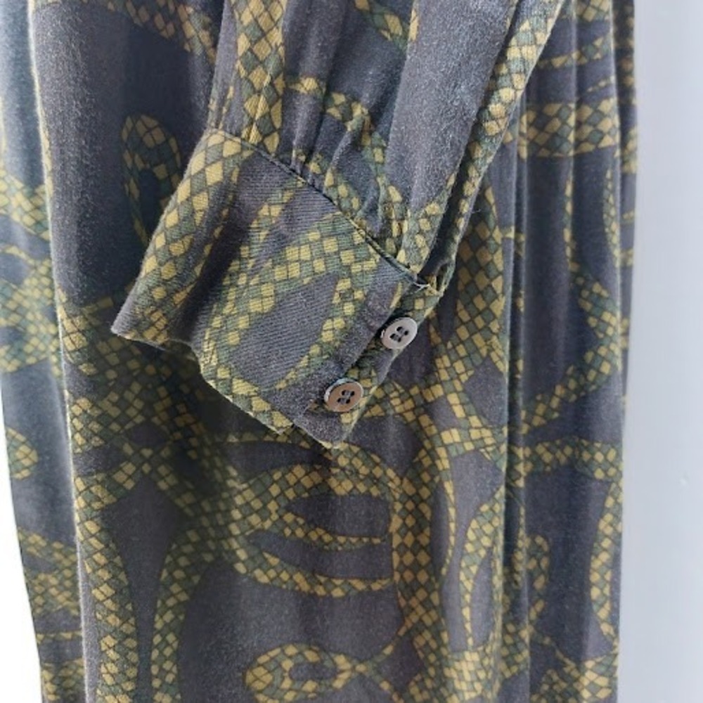 Richard Allen x H&M Shirt Dress Women's Size 4 Grey Green Snake Print Maxi Mod - Picture 7 of 11